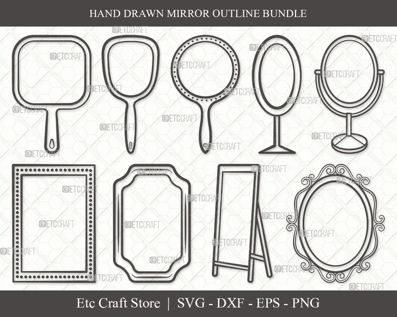 Mirror Outline SVG Mirror Frame Svg Compact Mirror Svg Etsy