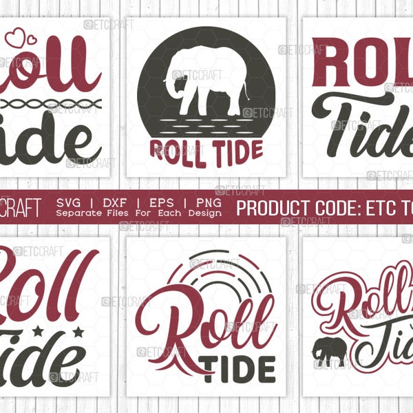 Roll Tide SVG Bundle, Elephant Svg, Alabama Crimson Svg, Alabama Svg, Typography Design, ETC T00489