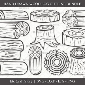 Wood Log Outline SVG Cut File | Wood Svg | Tree log Svg | Tree Rings Svg | Growth Rings Svg | Bundle | Eps | Dxf | Png