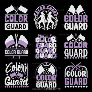 Color Guard SVG Bundle, Marching Band T-shirt Design, Flag Team SVG, Guard Mom PNG, Cricut Cut File, Color Guard Gift, Digital Download