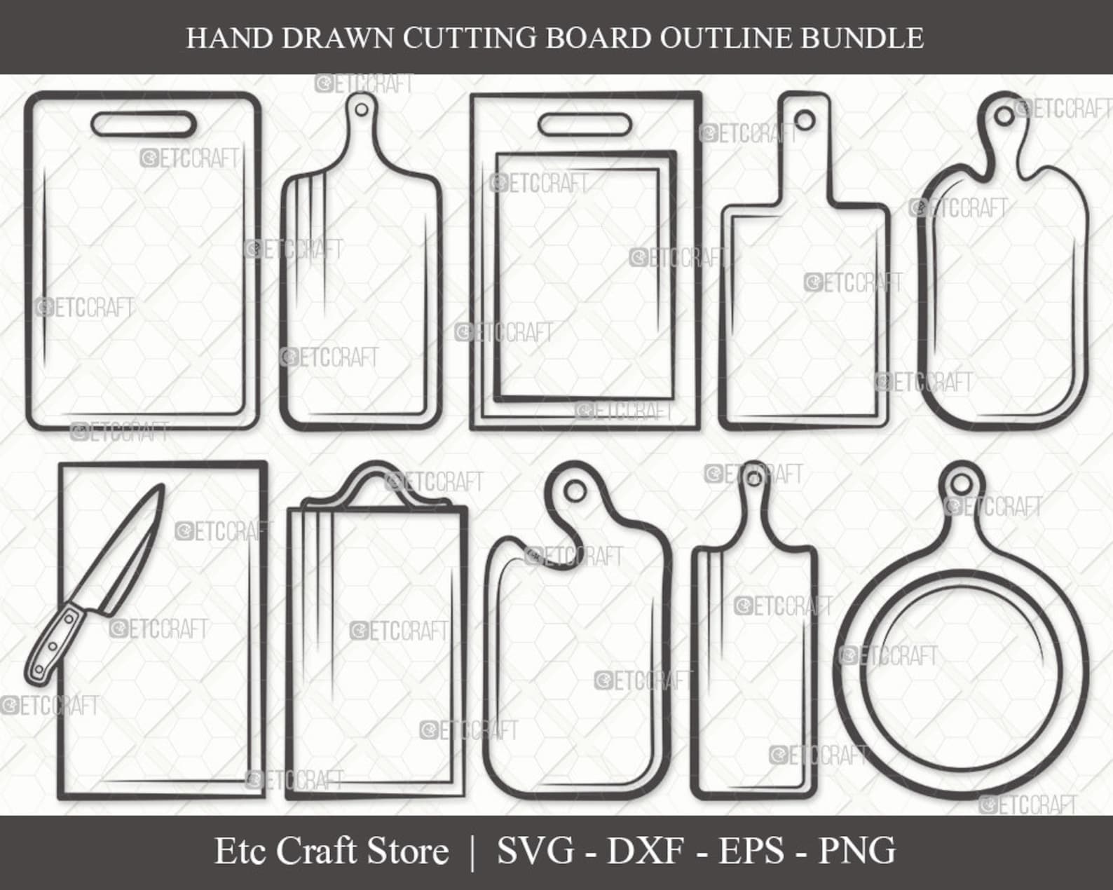 Cutting Board Outline SVG Cut File Kitchen Board Svg Etsy