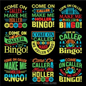 Come on Caller Make Me Holler Bingo SVG Bundle | Conception de t-shirt drôle de citation de bingo-test