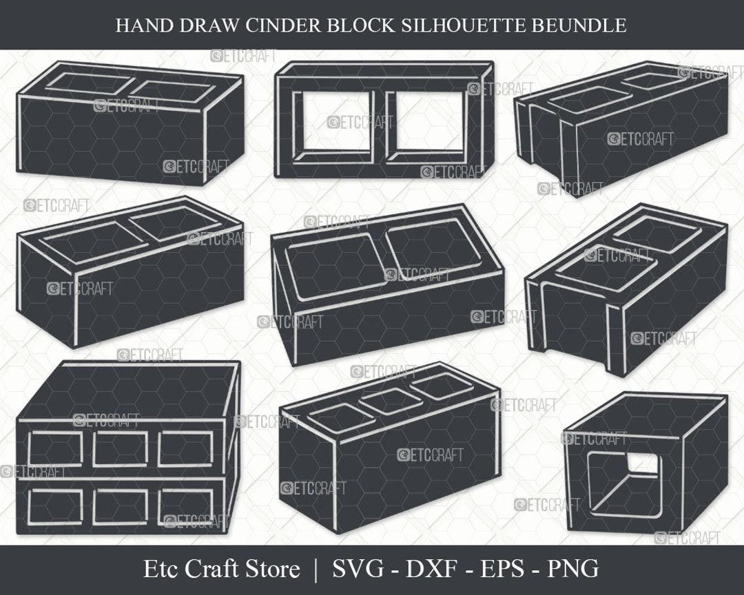 Cinder Block SVG Cinder Block Silhouette Building Blocks Etsy