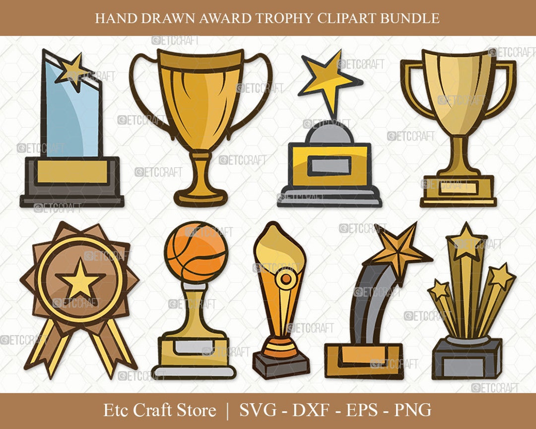 Award Trophy Clipart Svg Cut File Trophy Cup Svg Award Svg Etsy