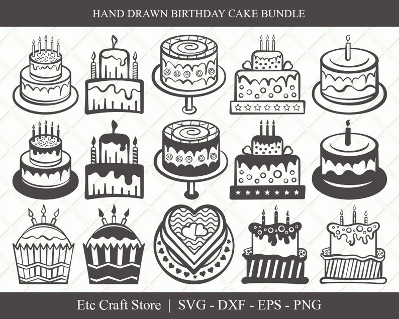Download Birthday Cake SVG Cut File Cake Outline Svg Cake | Etsy