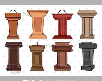 Podium Stand SVG, Podium Clipart, Speaker Podium Svg, Lecture Podium Svg, Wooden Podium Svg, Microphone With Podium Svg, Podium Bundle