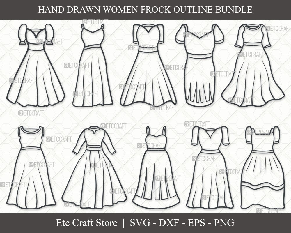 Black And White Girl Pictures  Outline Of A Frock  Free Transparent PNG  Clipart Images Download