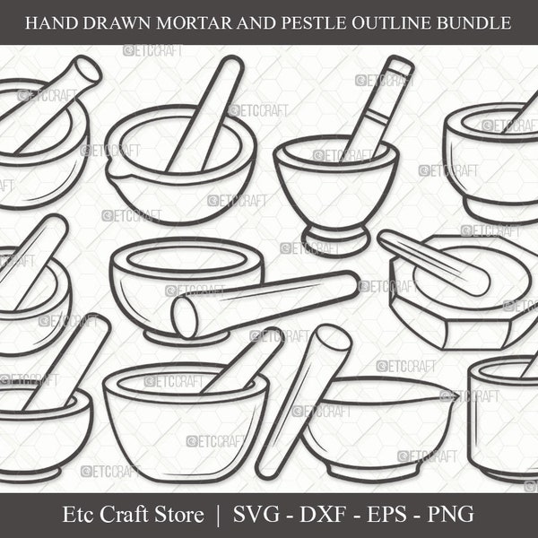 Mortar And Pestle Outline SVG Cut File | Mortar Pestle Svg | Mortar Svg | Mortar Icon Svg | Pestle Svg | Mortar And Pestle Svg Bundle