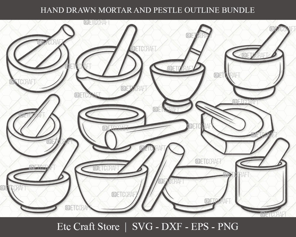 Mortar and Pestle Outline SVG Cut File Mortar Pestle Svg Etsy Israel