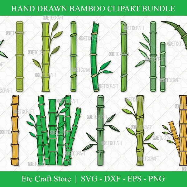 Bamboo Clipart SVG Cut File / Leaf Svg / Bamboo Stems Svg / Bamboo Plants Svg / Bamboo Trees Svg / Eps / Dxf / Png / Bundle