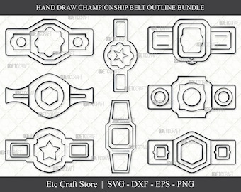 Paquete SVG de contorno de cinturón de campeonato: Icono de cinturón de boxeo (archivo digital)