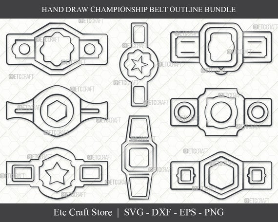 Championship Belt Outline SVG Bundle: Boxing Belt Icon (Digital File)