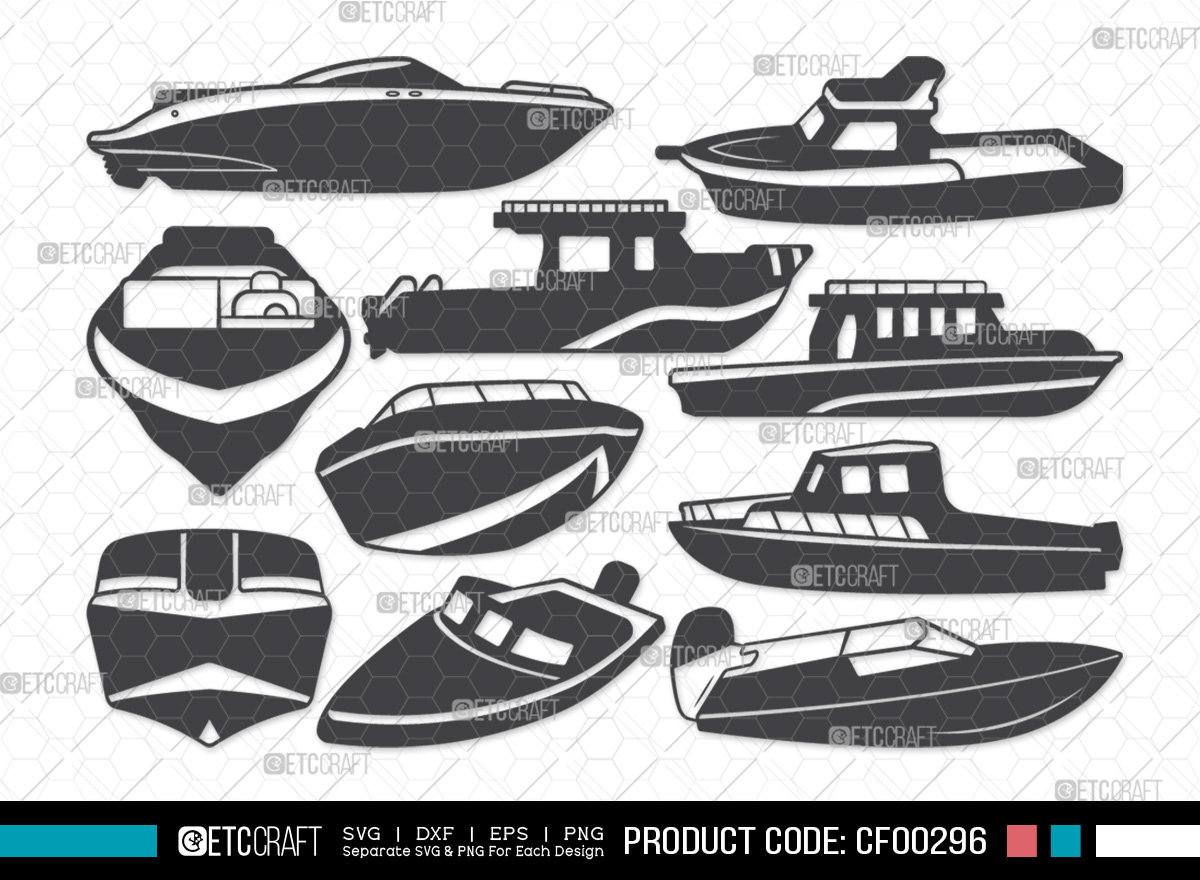 Speed Boat SVG, Speed Boat Silhouette Graphic by ETC Craft Store