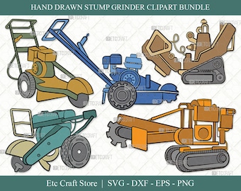 Stump Grinder SVG | Maschine Clipart | Stump Cutter SVG | Baumschneider | Entfernung SVG | Stumpenmaschine | Eps Dxf Png