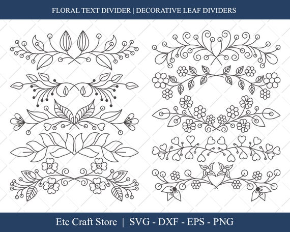 Download Floral Text Divider Svg Cut File Wedding Leaf Dividers Svg Etsy