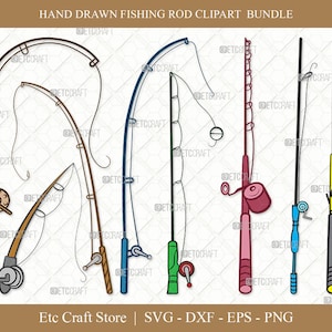 Fishing Rod SVG Cut File, Fishing Hook Svg Printable Clipart