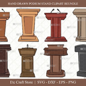 Podium Stand SVG, Podium Clipart, Speaker Podium Svg, Lecture Podium Svg, Wooden Podium Svg, Microphone With Podium Svg, Podium Bundle