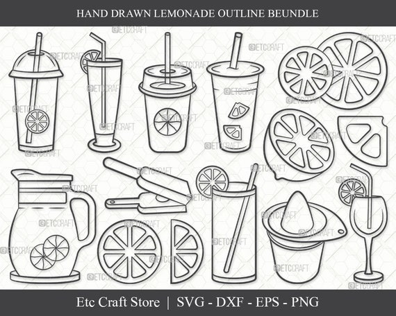 Lemonade SVG Lemonade Outline Lemon Slice Svg Lemon Juice - Etsy