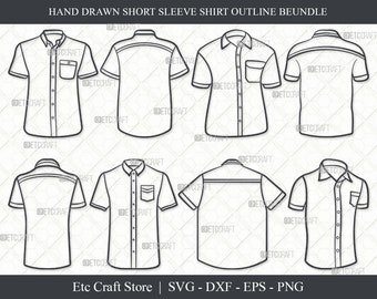 Short Sleeve Shirt SVG, Shirt Outline, Plain Shirt Svg, Shirt Icon Svg, Man Dress Svg, Men Wear Svg, Men Clothe Svg, Shirt Bundle