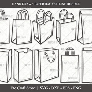 Papiertasche Umriss SVG Schnittdatei | Papiertasche Svg | Tasche Svg | Handtasche Svg | Einkaufstasche Svg | Tasche Svg | Tragetasche Svg | Papiertasche Svg Bundle