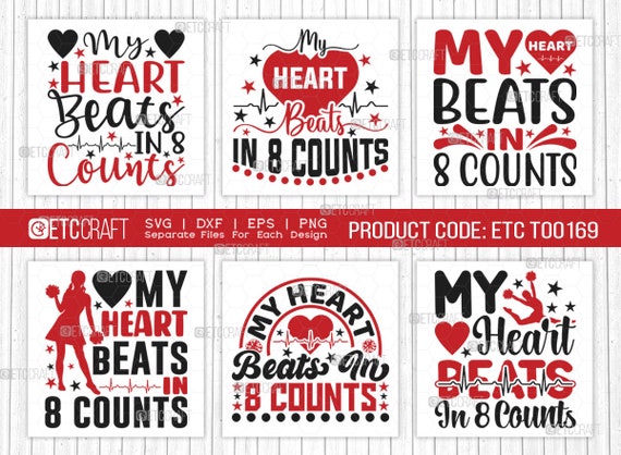 My Heart Beats In 8 Counts Cheer T-Shirt - Cheerleading My Heart Beats In 8 Counts Cheer T-Shirt - Cheerleading