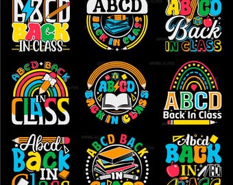 Pakiet ABCD Back In Class SVG, projekt koszulki dla dzieci z okazji powrotu do szkoły, plik Cricut | Eps Dxf Png