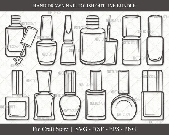 Doodle Nail Polish, SVG, PNG, PSD, Outline, Dxf, Personal and Comercial  Use. - Etsy