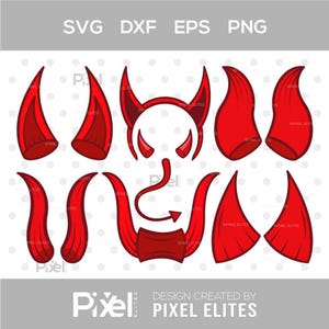 Archivo SVG de corte de cuerno de diablo / Diseño de camiseta espeluznante / Paquete SVG de Halloween para Cricut / DXF Eps Png
