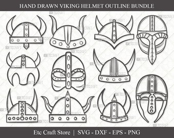 Viking Helmet Outline SVG Cut File Bundle (Digital Download)
