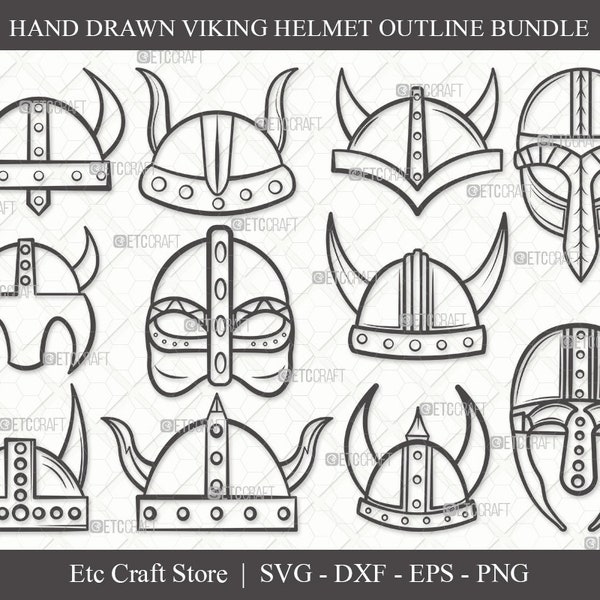Viking Helmet Outline SVG Cut File | Helmet With Horns Svg | Helmet Svg | Horned Helmet Svg | Bundle | Eps | Dxf | Png