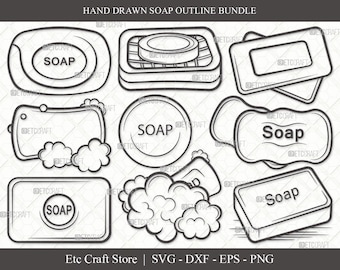 Soap Outline SVG Cut File | Soap Svg | Soap Bar Svg | Soap Bubbles | Soap Icon Svg | Body Soap Svg | Sope With Case Svg | Soap Svg Bundle