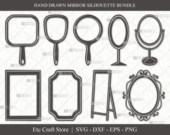 Mirror Silhouette SVG Cut File | Mirror Svg | Mirror Frame | Compact Mirror | Hand Mirror Svg | Cosmetic Mirror | Mirror Svg Bundle