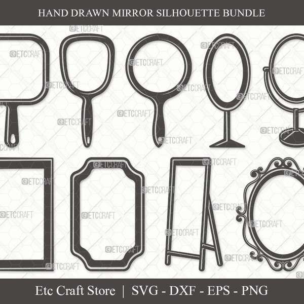 Mirror Silhouette SVG | Mirror Frame Svg | Compact Mirror Svg | Hand Mirror Svg | Cosmetic Mirror Svg | Fashion Svg | Mirror Svg Bundle