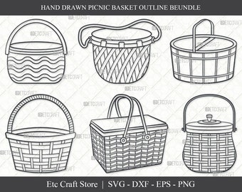 Picknickkorb SVG, Korb Outline, Strohkorb Svg, Picknick Korb Svg, Wicker Korb Svg, Holzkorb, Korb Formen, Picknickkorb Bundle