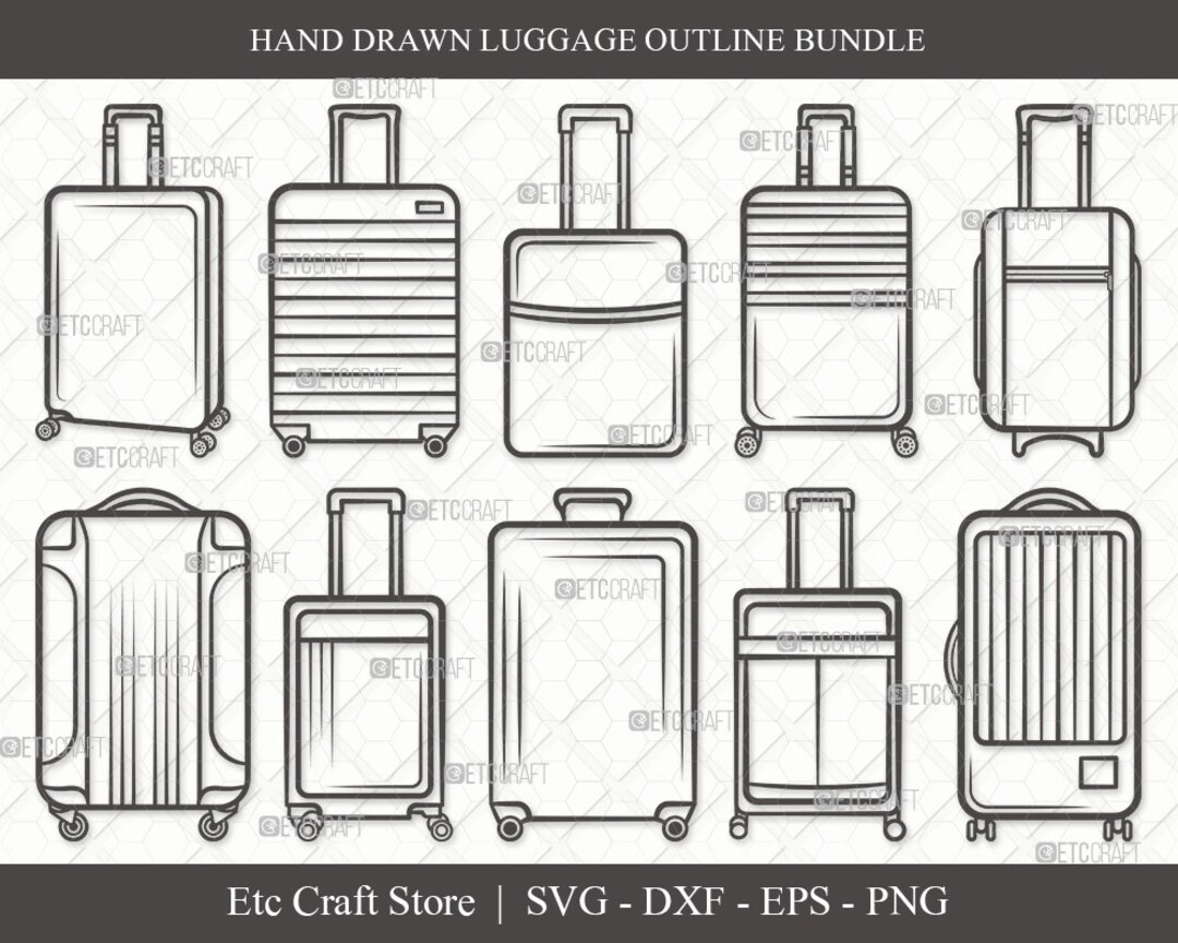 Luggage Outline SVG Cut File Suitcase Svg Travel Bag Svg Baggage Svg