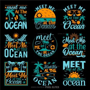 Meet Me At The Ocean SVG Bundle, Beach Lover Quote, Summer Vacation Shirt Design, Coastal Cricut Cut File | Eps Dxf Png