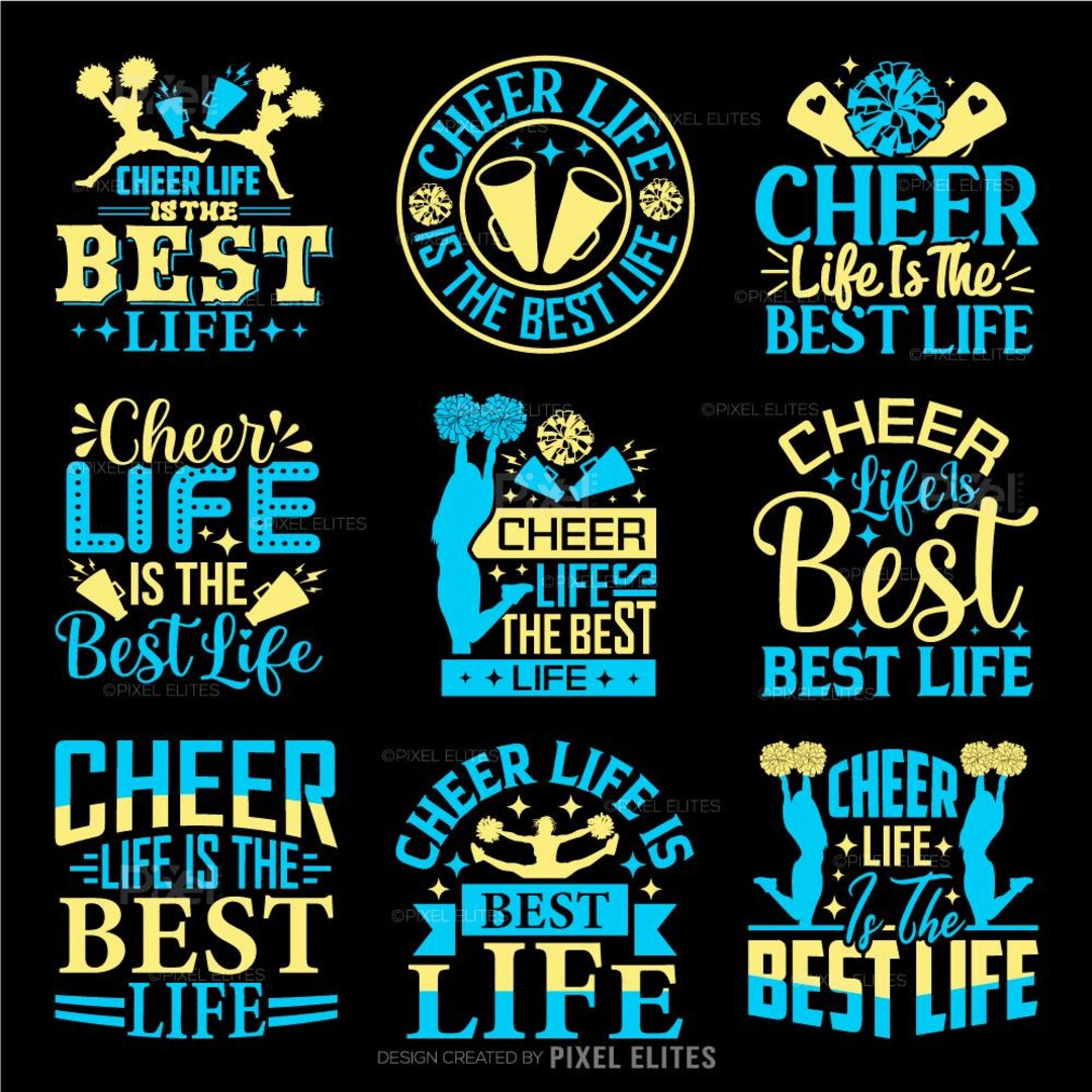 Cheer Life SVG Bundle: Cheerleading T-shirt Design (digital Cut Files ...