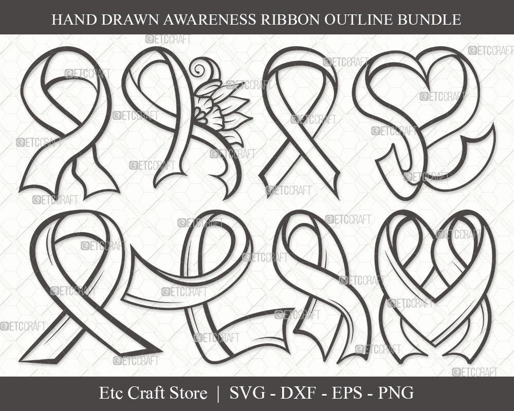 Awareness Ribbon Outline SVG Cut Files Awareness Ribbon Svg Breast