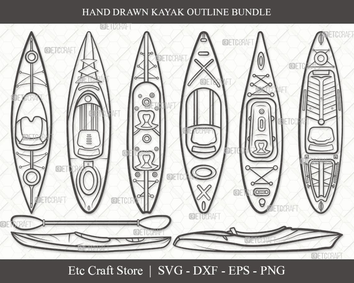 Kayak Outline SVG Cut File Kayak Paddle Svg Kayaker Svg - Etsy Canada