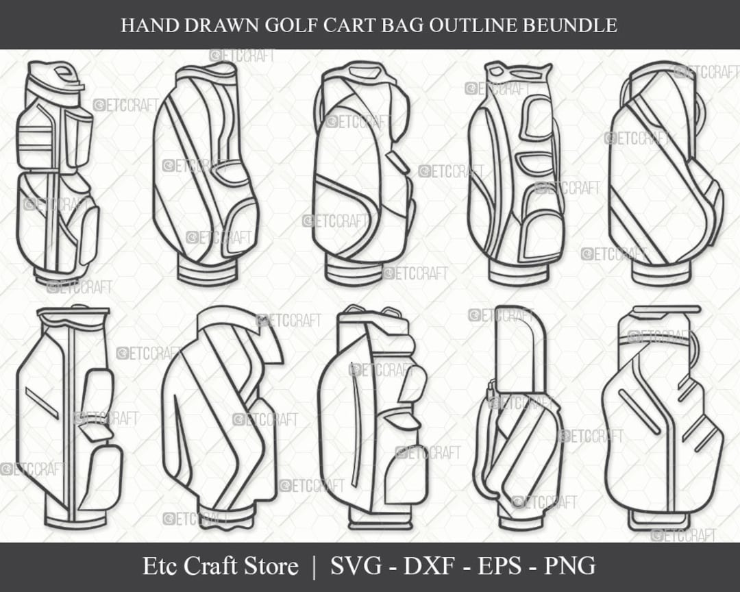 Golf Cart Bag SVG Bag Outline Sports Svg Golfing Svg Golf Etsy