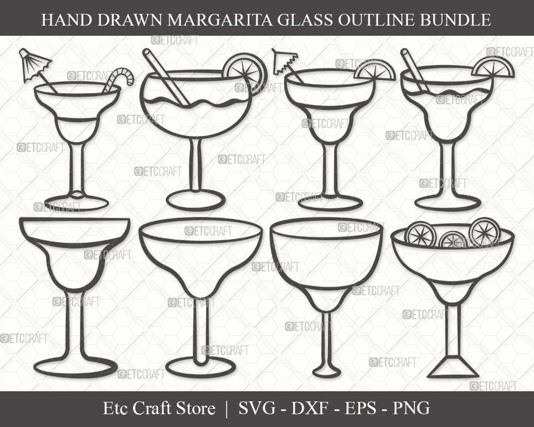 Margarita Glass Outline SVG Cut File Martini Glass Svg Etsy Australia
