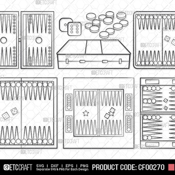 Backgammon SVG, Backgammon Outline, Board Game Svg, Games Svg, Backgammon Board, Backgammon Bundle