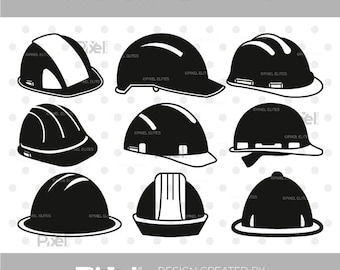 Hard Hat Silhouette Svg Bundle, Black Construction Png Dxf Eps, Cricut File Digital Download
