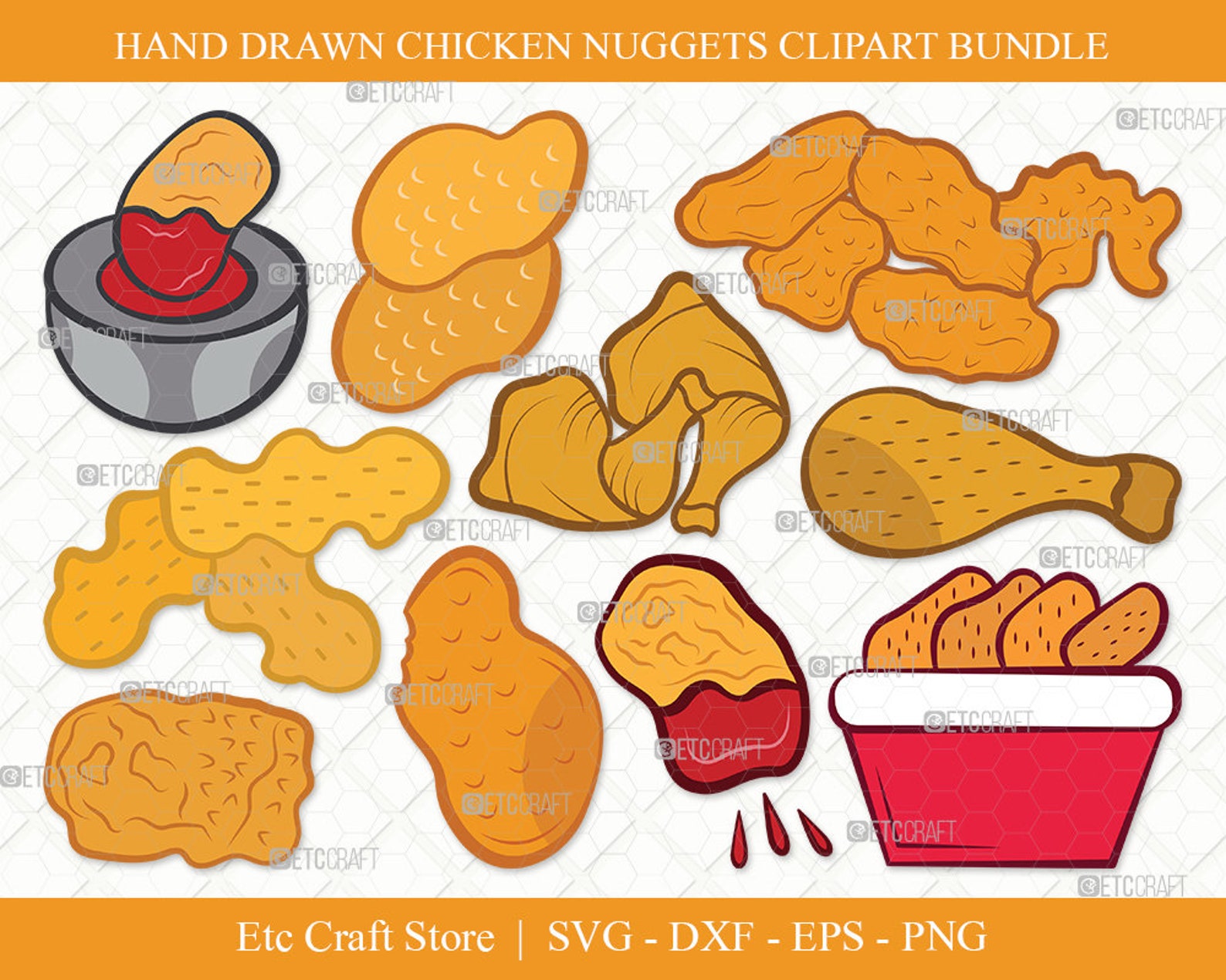 Chicken Nuggets Clipart SVG Cut File Chicken Svg Nuggets Svg Fried