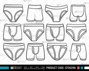 Underwear Men SVG, Underwear Outline, Underwear, Boxer Briefs Svg, Under Pant Svg, Man Fasion Svg, Underwear Bundle