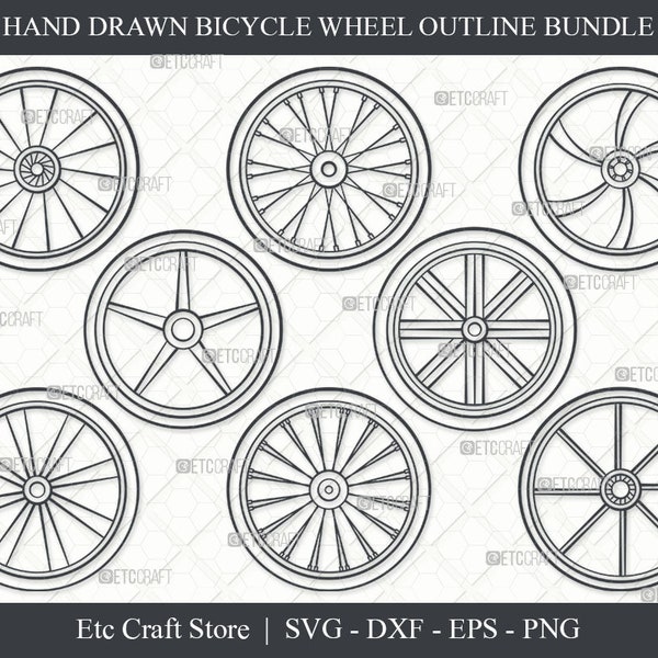 Contour de roue de bicyclette, Svg de roue, Roue de vélo Svg, Icône de roue Svg, Pneu de vélo Svg, Icône de pneu Svg, Ensemble de roues de vélo