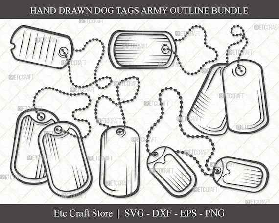 Blank Dog Tags black line art vector illustration instant digital download,  ai, eps, pdf, svg, png and jpg