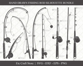 Fishing Rod SVG Cut File, Fishing Hook Svg Printable Clipart