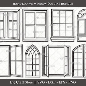 Window Outline SVG Cut File | Church Windows Svg | Gothic Windows Svg | Casement Svg | Windows Frame Svg | Window Svg Bundle