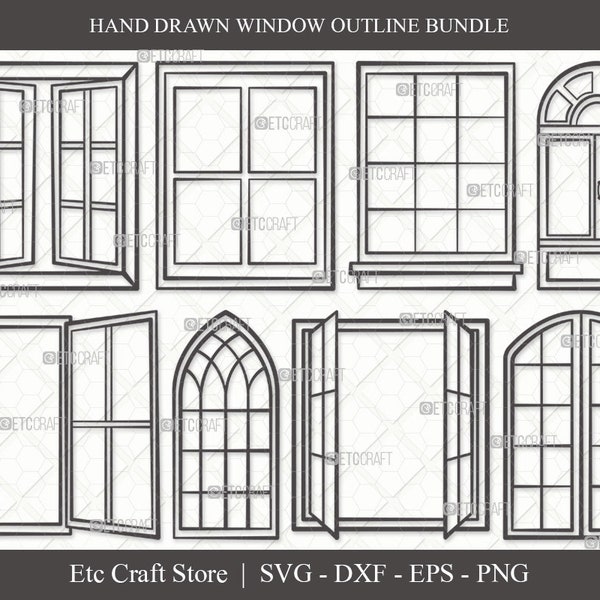 Window Outline SVG Cut File | Church Windows Svg | Gothic Windows Svg | Casement Svg | Windows Frame Svg | Window Svg Bundle